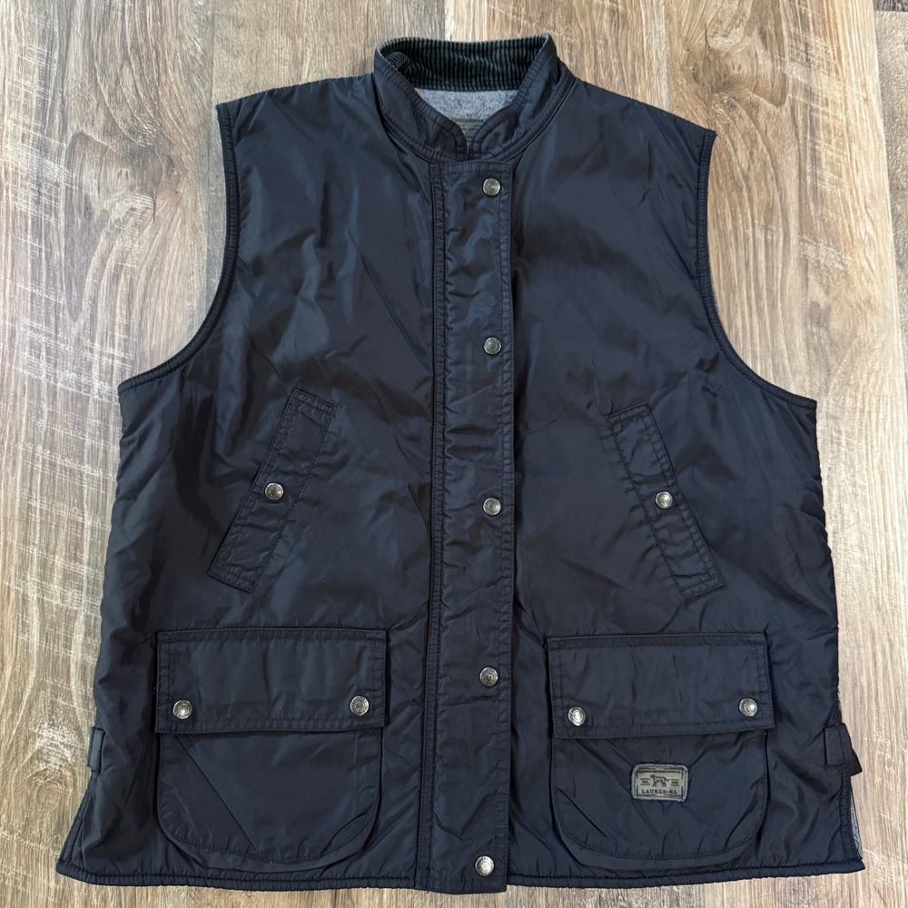 Vintage 90s Ralph Lauren Utility Safari Vest Nylon Fleece Lined Outdoor Gorpcore